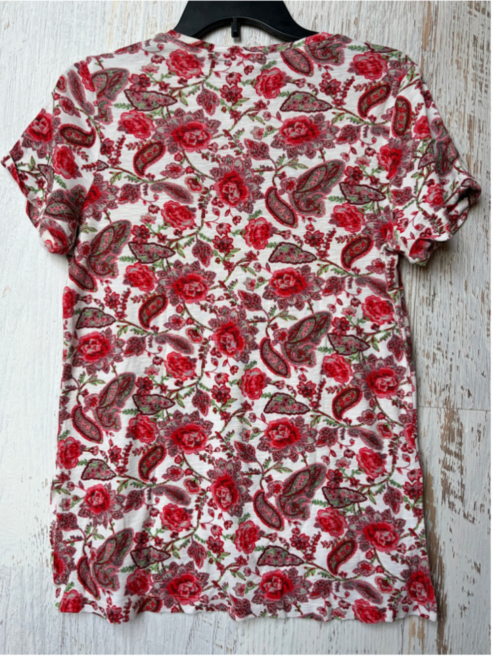 Women's Philosophy Short Sleeve Tee, Size S, White and Red Floral Print - Picture 5 of 5
